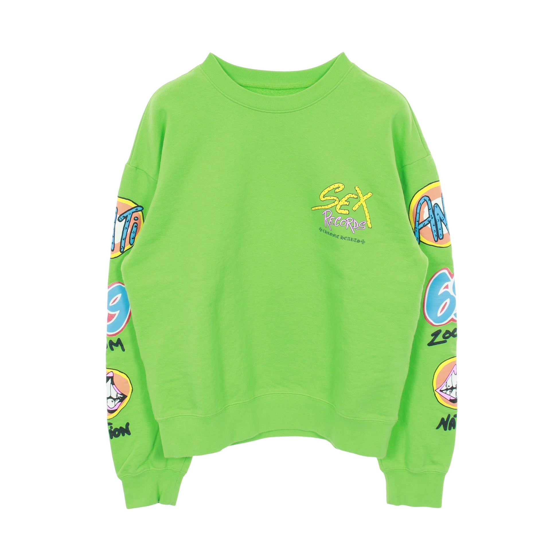 Chrome Hearts × MATTY BOY SEX RECORDS スウェットシャツ クルーネック コットン イエローグリーン マルチカラー クロムハーツ トップス Chrome Hearts