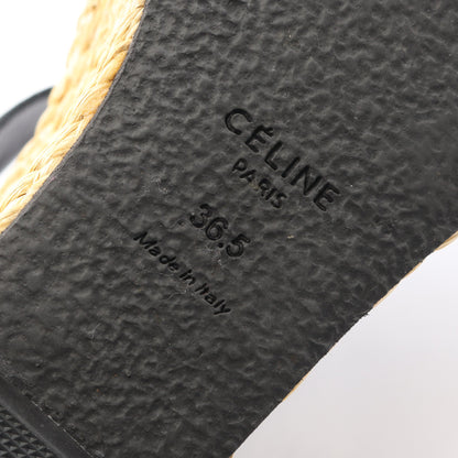 サンダル レザー ファブリック ブラック ネイビー ウェッジソール エスパドリーユ セリーヌ シューズ CELINE