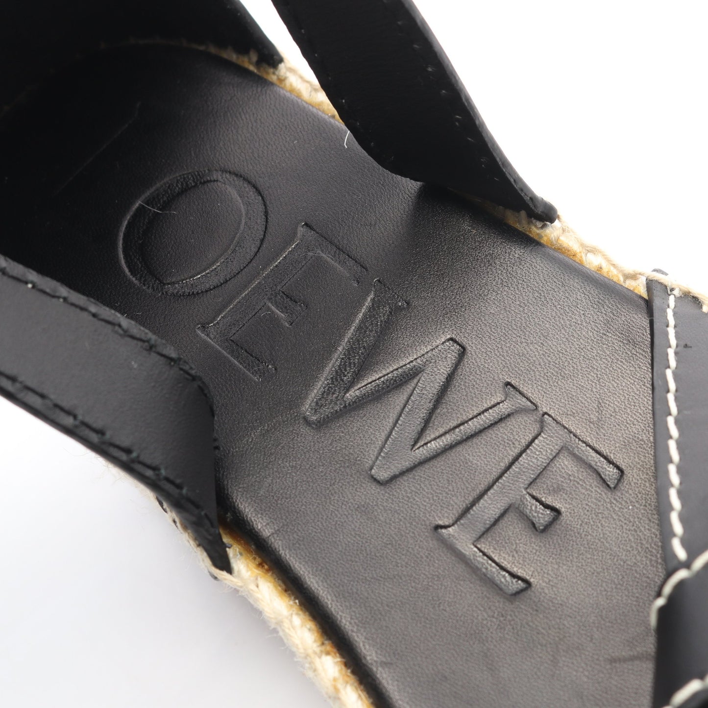 ゲート サンダル レザー ブラック エスパドリーユ ウェッジソール ロエベ シューズ LOEWE