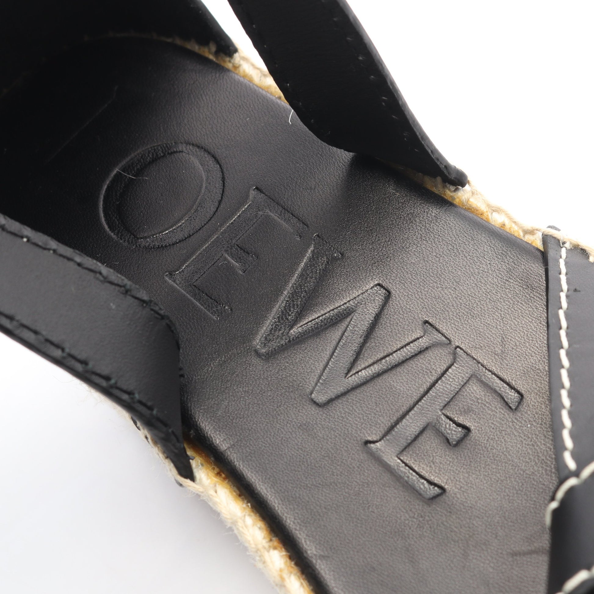 ゲート サンダル レザー ブラック エスパドリーユ ウェッジソール ロエベ シューズ LOEWE