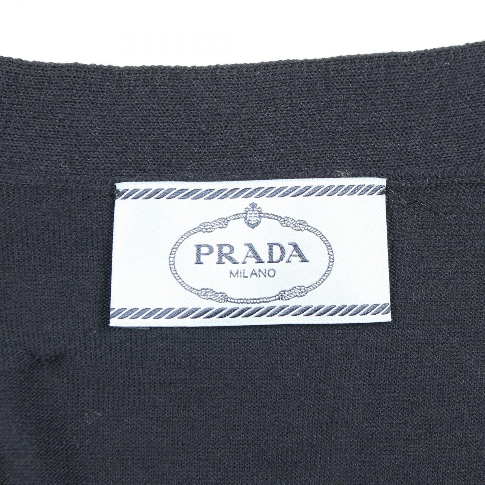 カーディガン Vネック ウール ダークネイビー プラダ トップス PRADA