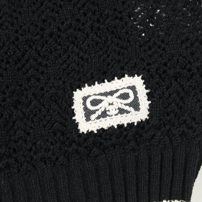 ココマークボタン ニット ヘンリーネック コットン ブラック アイボリー シャネル トップス CHANEL