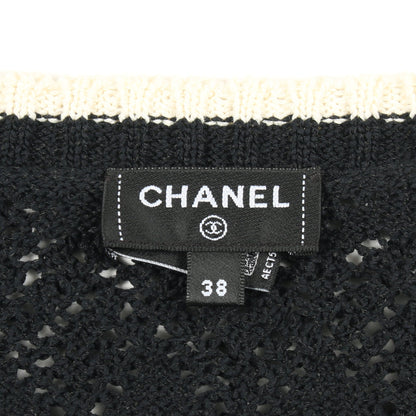 ココマークボタン ニット ヘンリーネック コットン ブラック アイボリー シャネル トップス CHANEL
