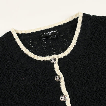 ココマークボタン ニット ヘンリーネック コットン ブラック アイボリー シャネル トップス CHANEL