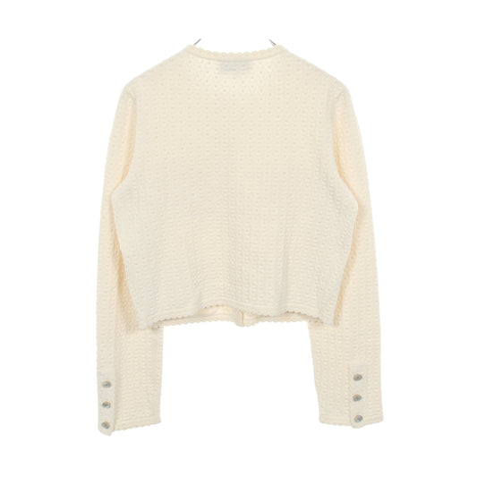 ココマークシェルボタン ニットジャケット カーディガン コットン シルク オフホワイト シャネル