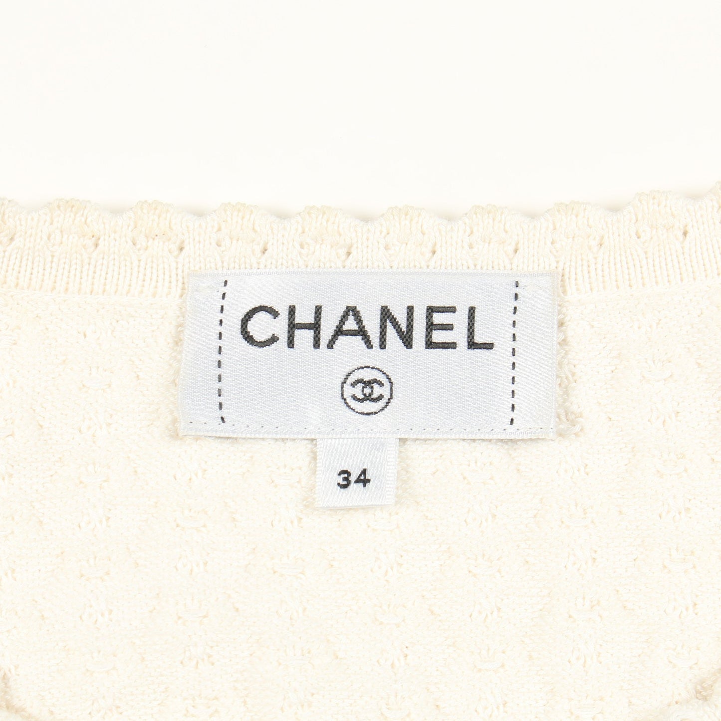 ココマークシェルボタン ニットジャケット カーディガン コットン シルク オフホワイト シャネル