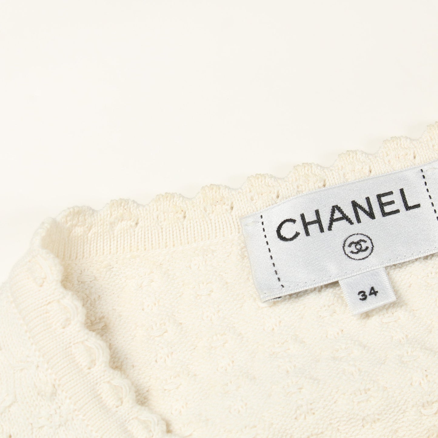 ココマークシェルボタン ニットジャケット カーディガン コットン シルク オフホワイト シャネル