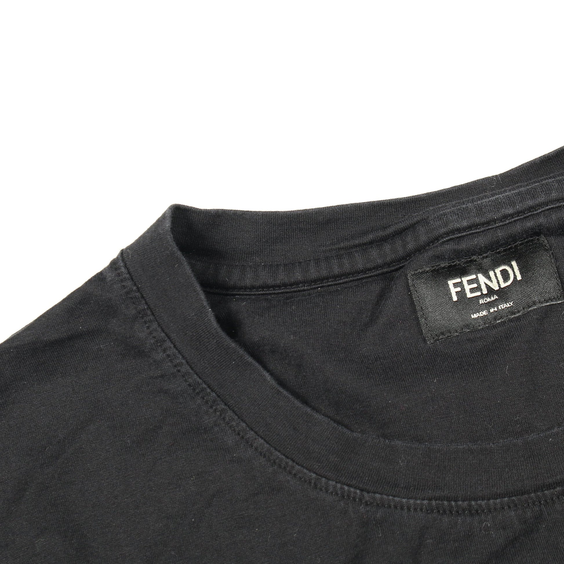 FFラビリンス エンブロイダリー 半袖Tシャツ コットン ブラック フェンディ トップス FENDI
