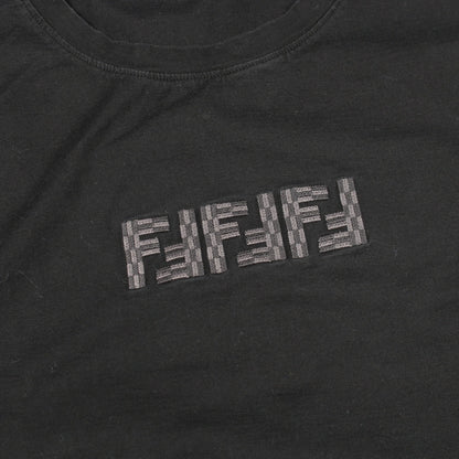 FFラビリンス エンブロイダリー 半袖Tシャツ コットン ブラック フェンディ トップス FENDI