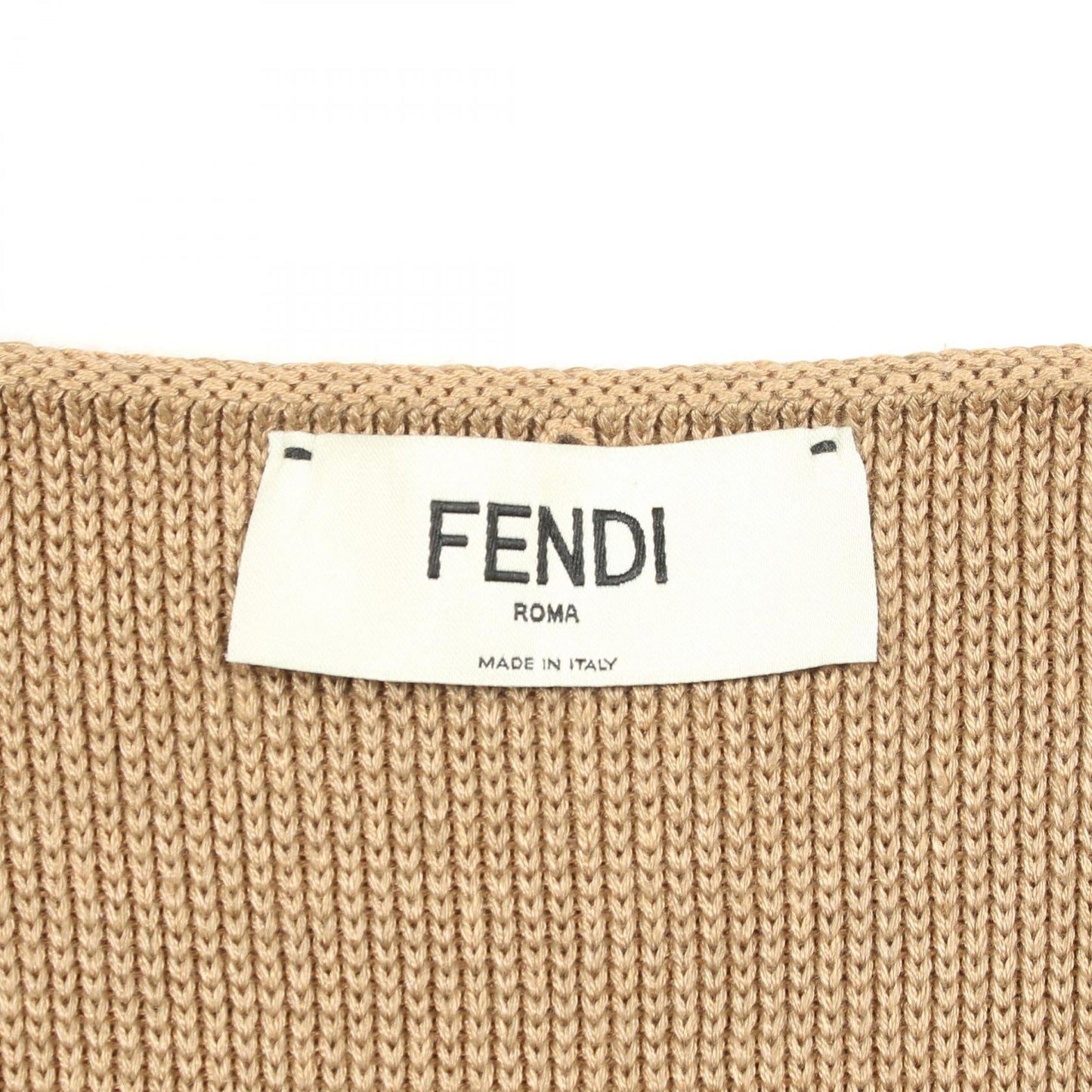 ニット Vネック 半袖 バックロゴ リネン シルク コットン ベージュ フェンディ トップス FENDI