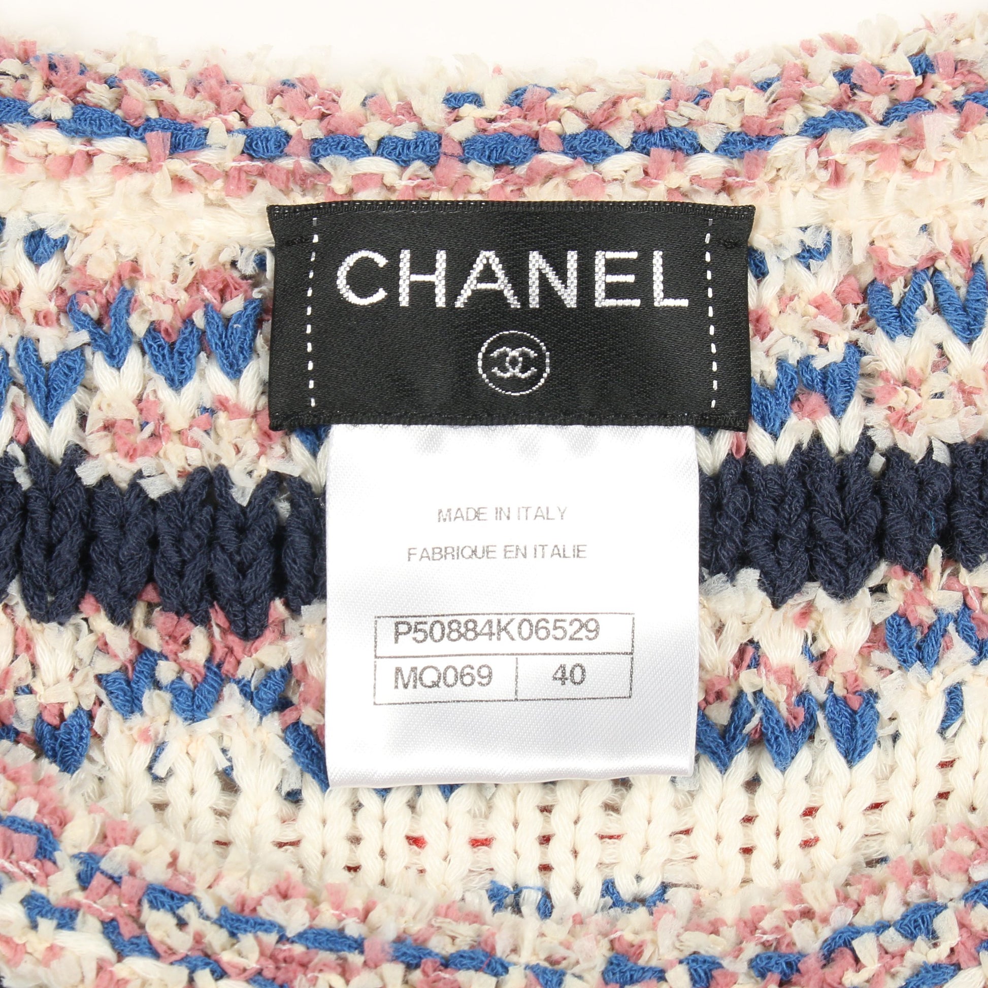 グリポアボタン ツイード ニットワンピース ノースリーブ ナイロン コットン ピンク ブルー マルチカラー シャネル ワンピース CHANEL