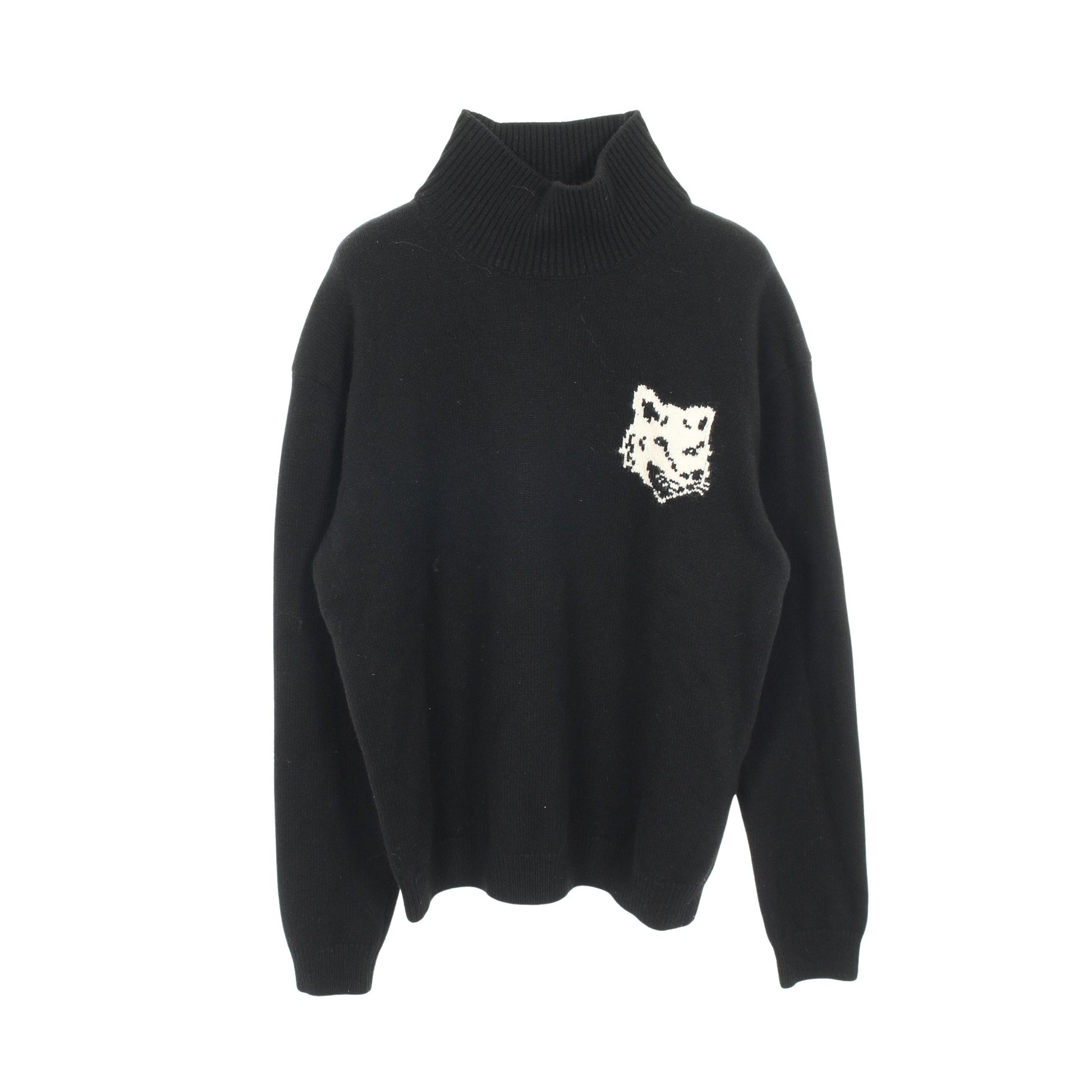 FOX HEAD ニット ハイネック ウール ブラック メゾンキツネ トップス MAISON KITSUNE