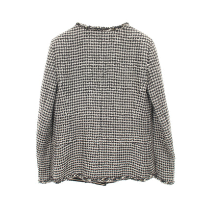 ココマークボタン ツイード ノーカラージャケット スタースタッズ モヘヤ ネイビー ホワイト シャネル アウター CHANEL