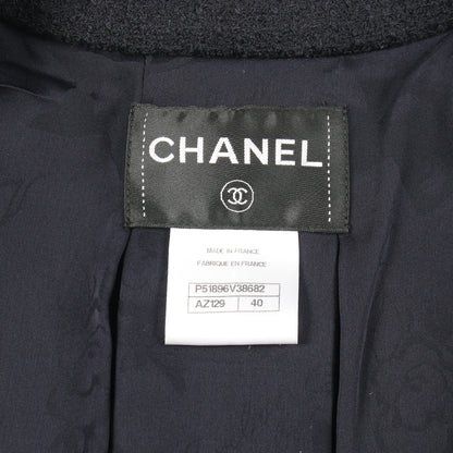 ココマークボタン ツイード ジャケット ウール ネイビー シャネル アウター CHANEL