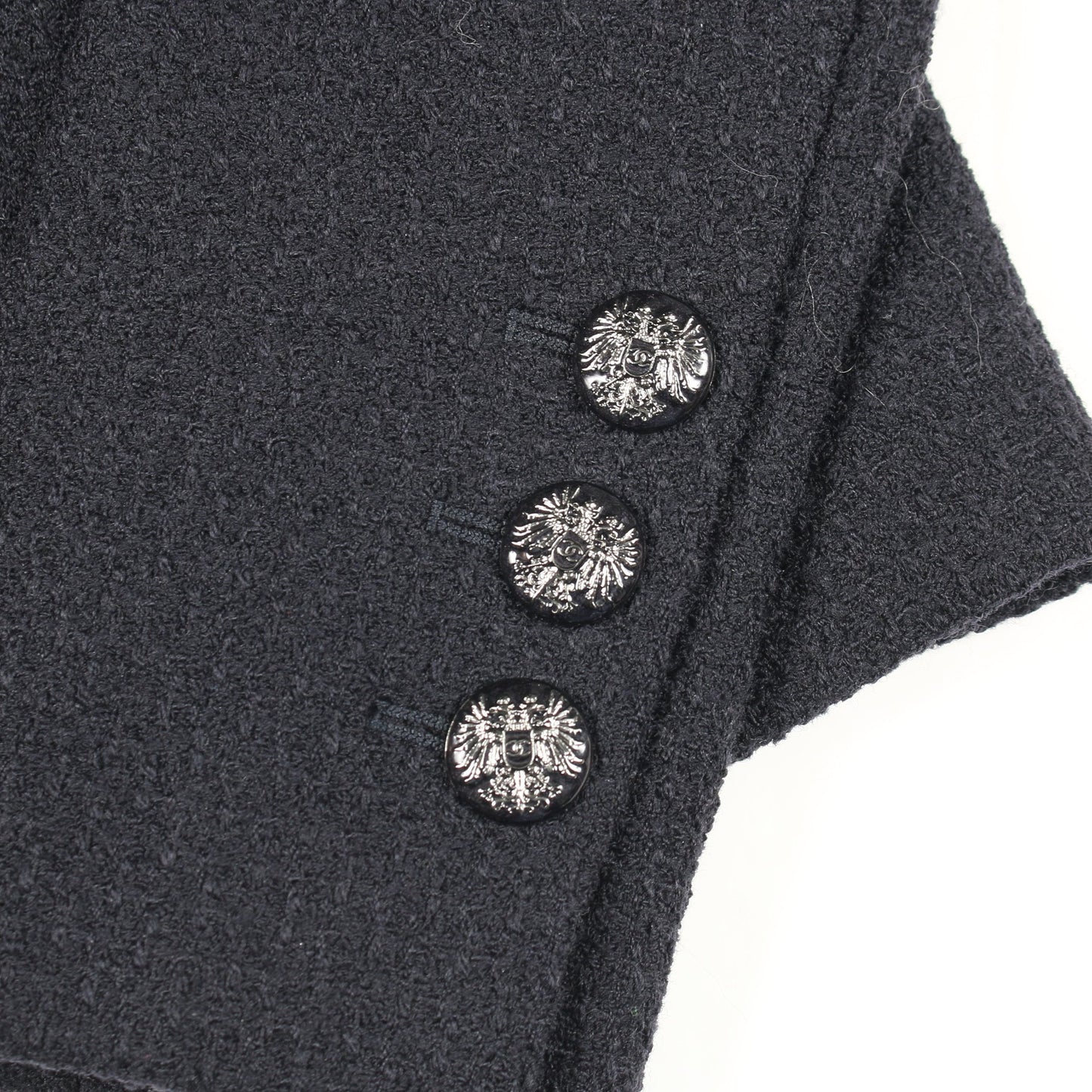 ココマークボタン ツイード ジャケット ウール ネイビー シャネル アウター CHANEL