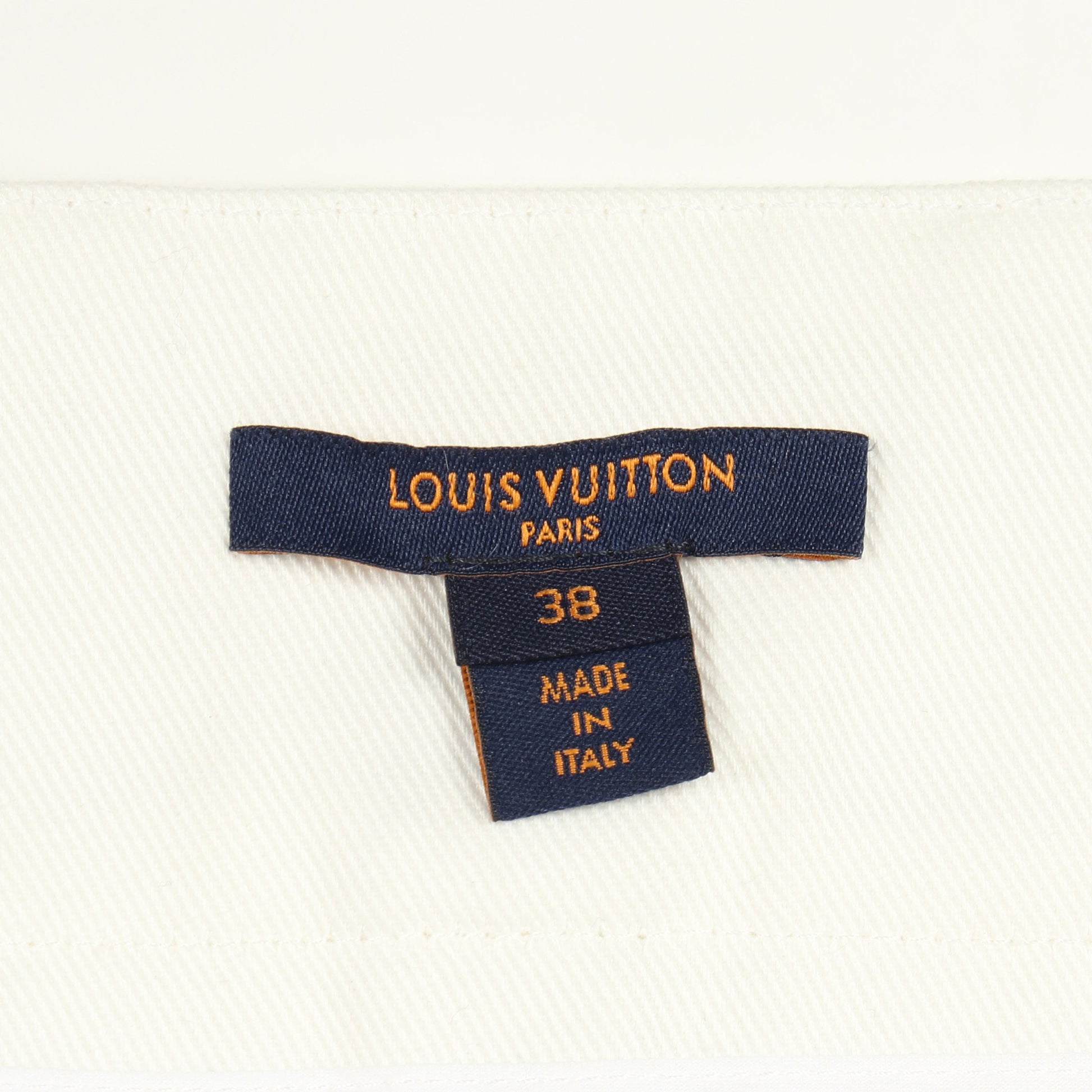 デニムパンツ コットン ホワイト ボタンフライ ビジューボタン ルイヴィトン ボトムス LOUIS VUITTON