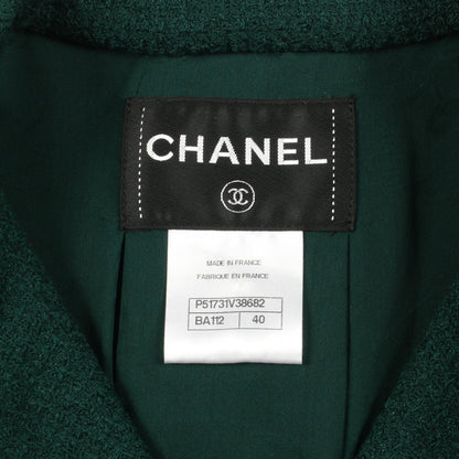 ココマークボタン ツイード ジャケット ウール グリーン シャネル アウター CHANEL