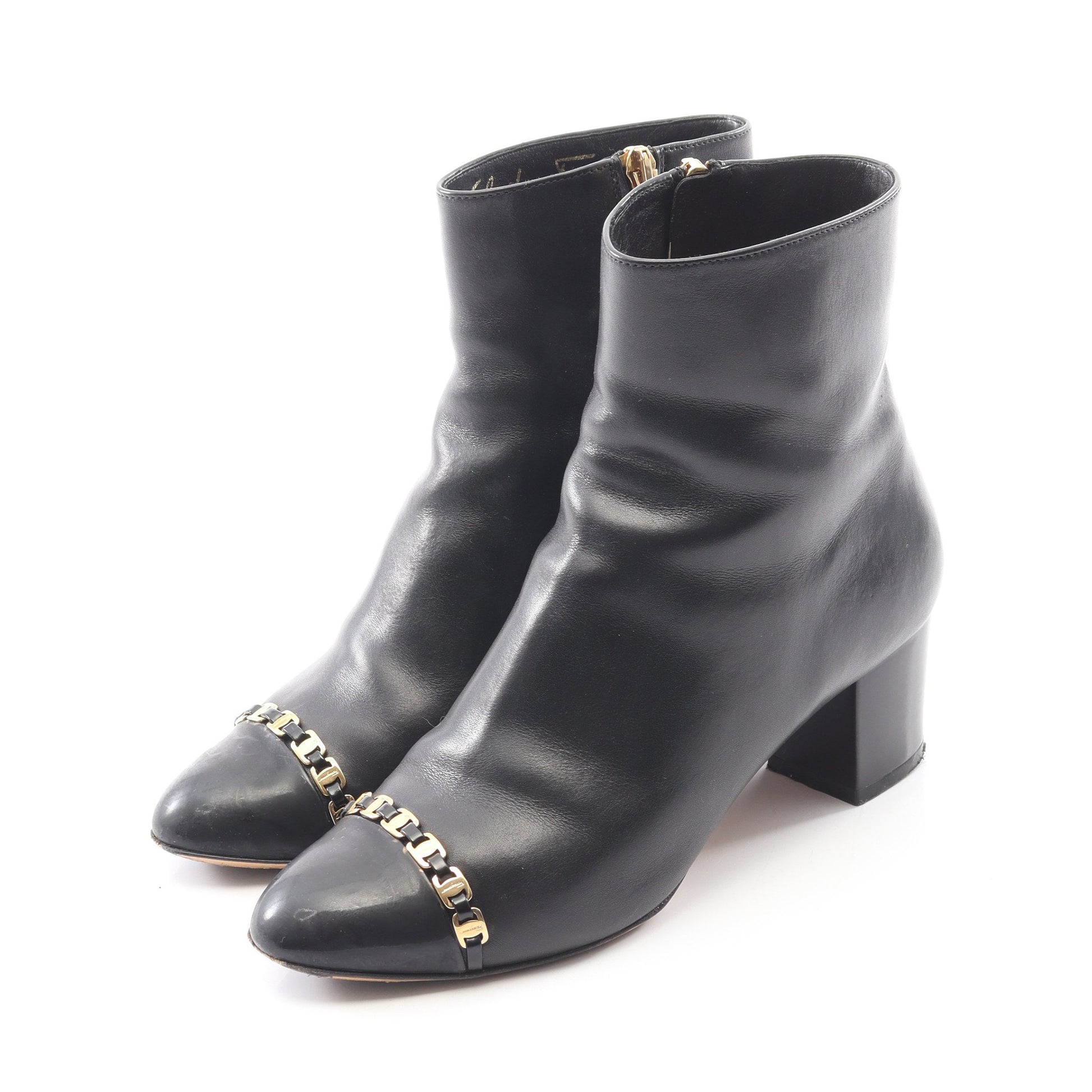 ショート ブーツ レザー ブラック サイドジップ サルヴァトーレフェラガモ シューズ Salvatore Ferragamo