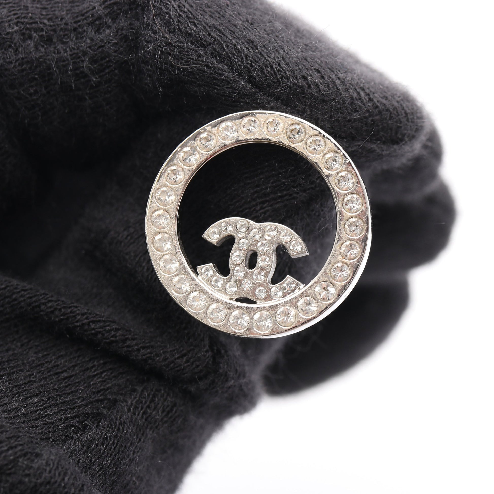 ココマーク ラウンド ピアス ラインストーン シルバー クリア B17S シャネル アクセサリー CHANEL