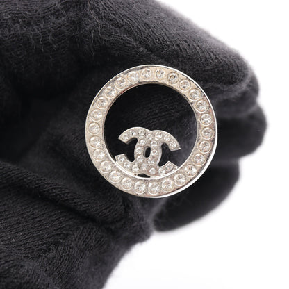 ココマーク ラウンド ピアス ラインストーン シルバー クリア B17S シャネル アクセサリー CHANEL