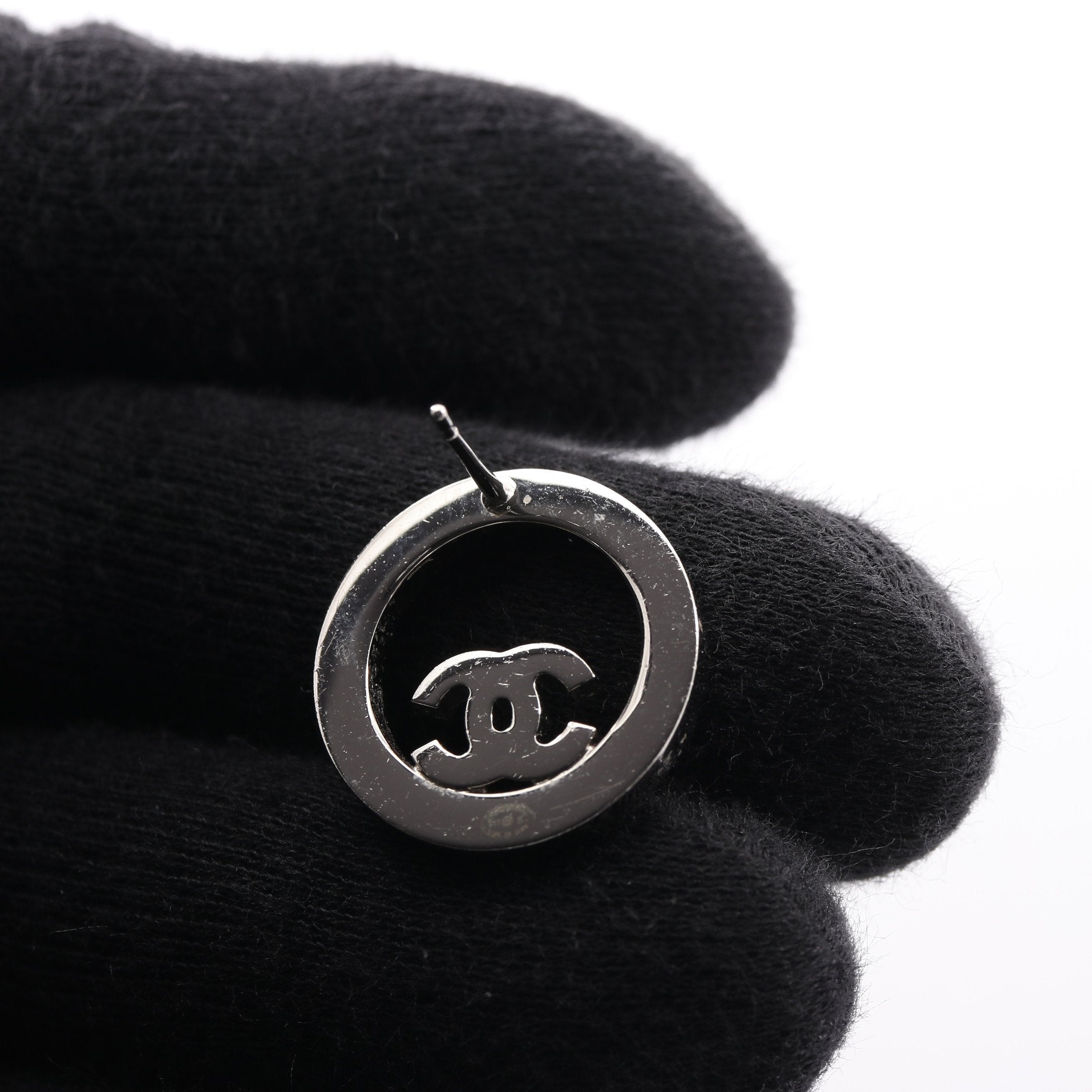 ココマーク ラウンド ピアス ラインストーン シルバー クリア B17S