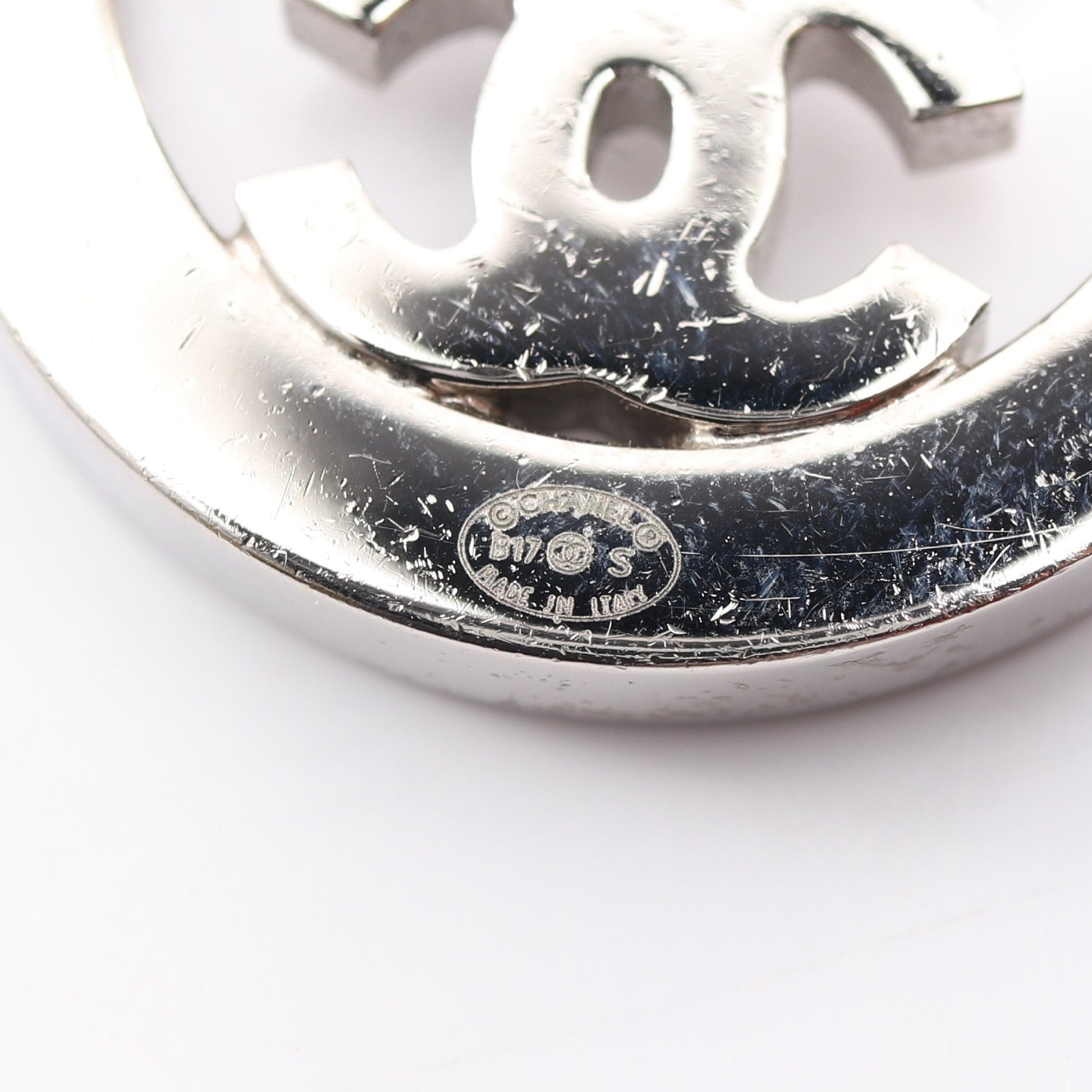 ココマーク ラウンド ピアス ラインストーン シルバー クリア B17S シャネル アクセサリー CHANEL