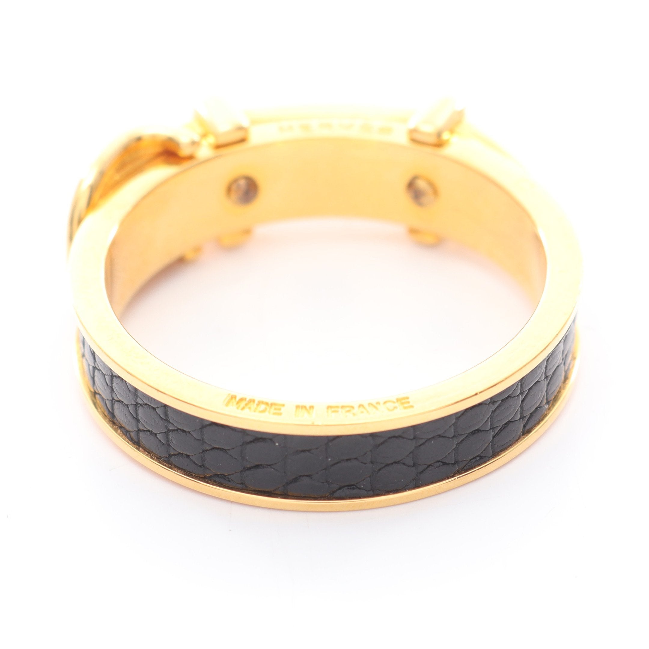 スカーフリング ベルトモチーフ GP レザー ゴールド ブラック エルメス