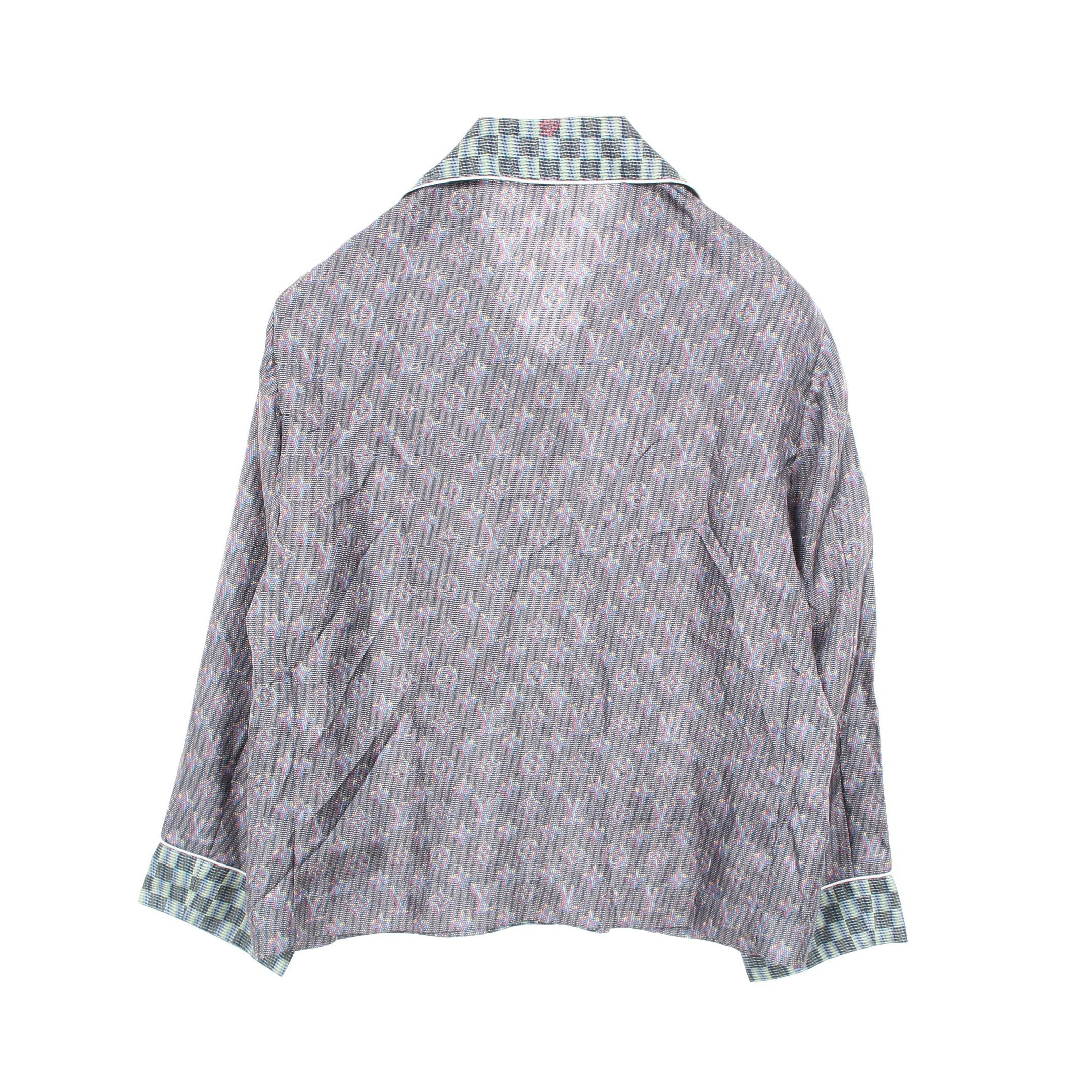 LOUIS VUITTON パジャマシャツ モノグラム パジャマ シャツ シルク ブラック マルチカラー ルイ
