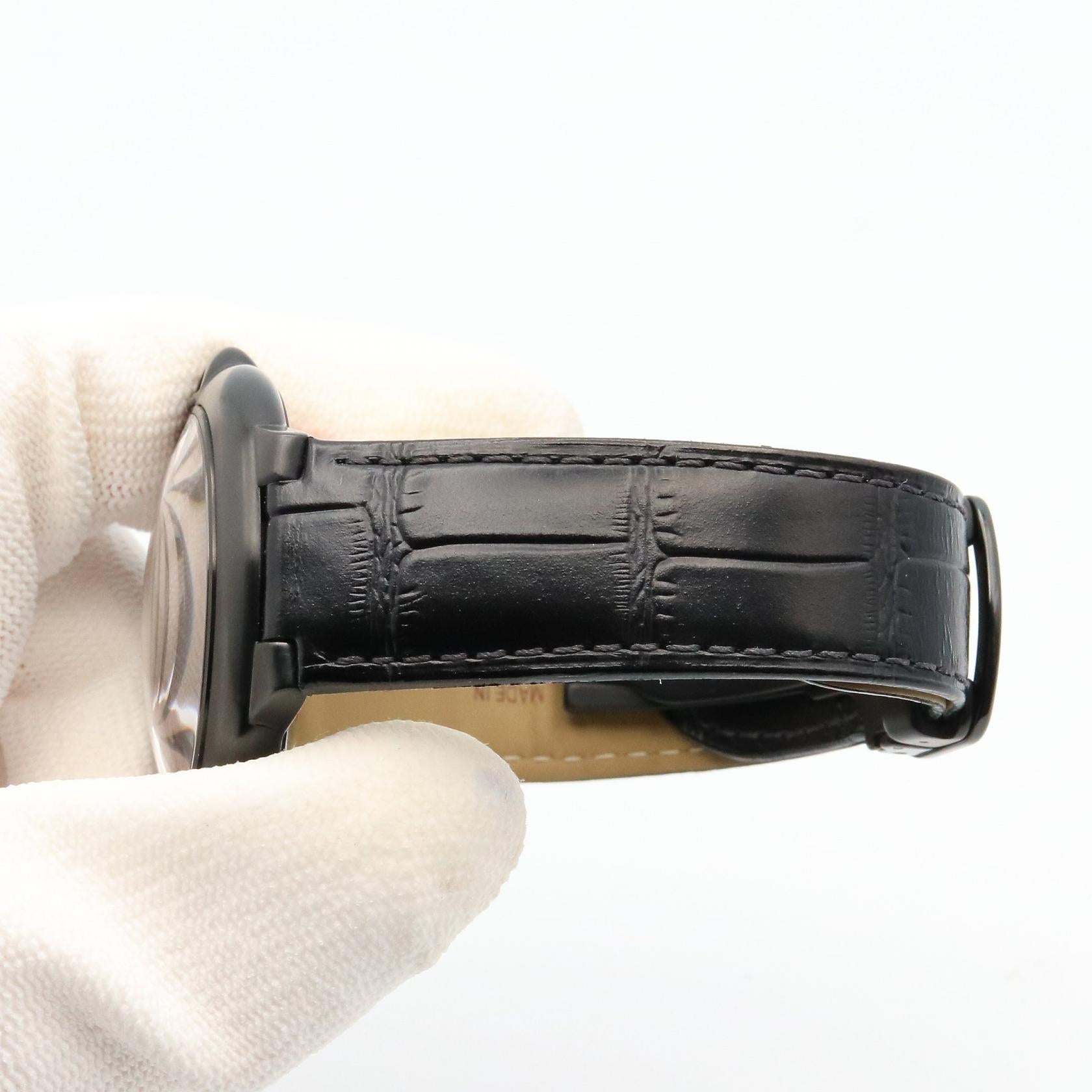 バロンブルー 42mm メンズ 腕時計 自動巻き SS(DLC加工) クロコ革