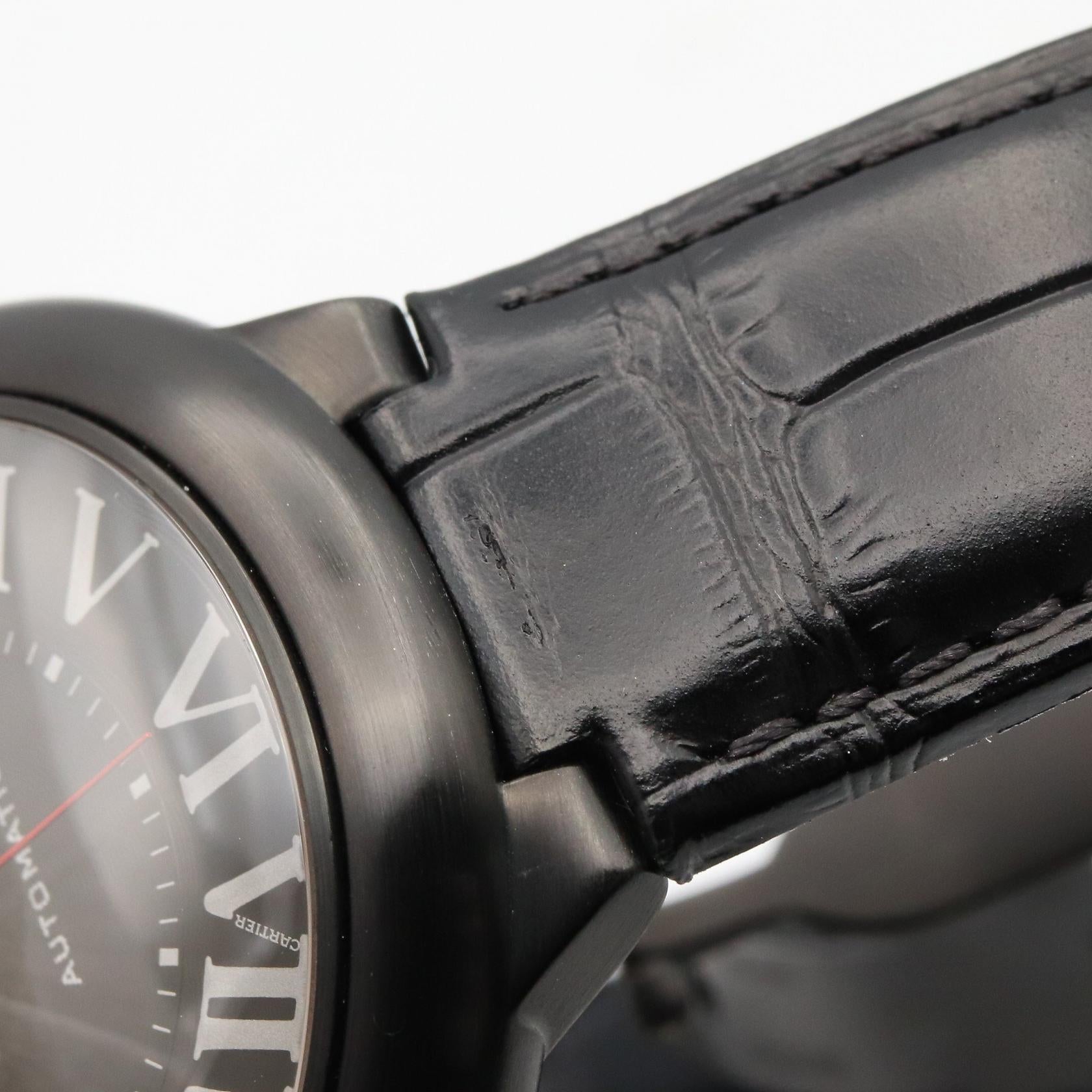 バロンブルー 42mm メンズ 腕時計 自動巻き SS(DLC加工) クロコ革