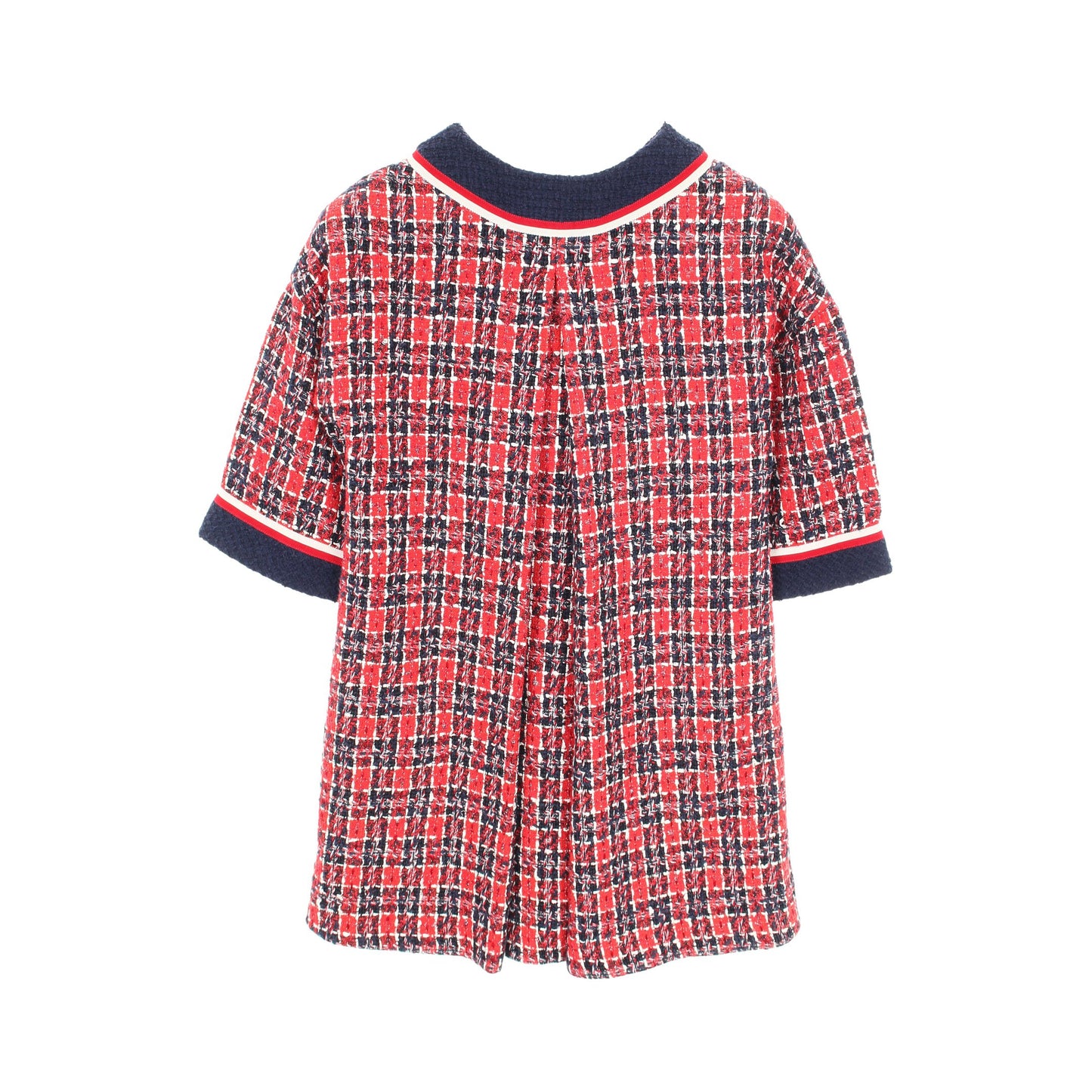 キャットヘッド ツイード ワンピース 七分袖 コットン レーヨン レッド ネイビー グッチ ワンピース GUCCI