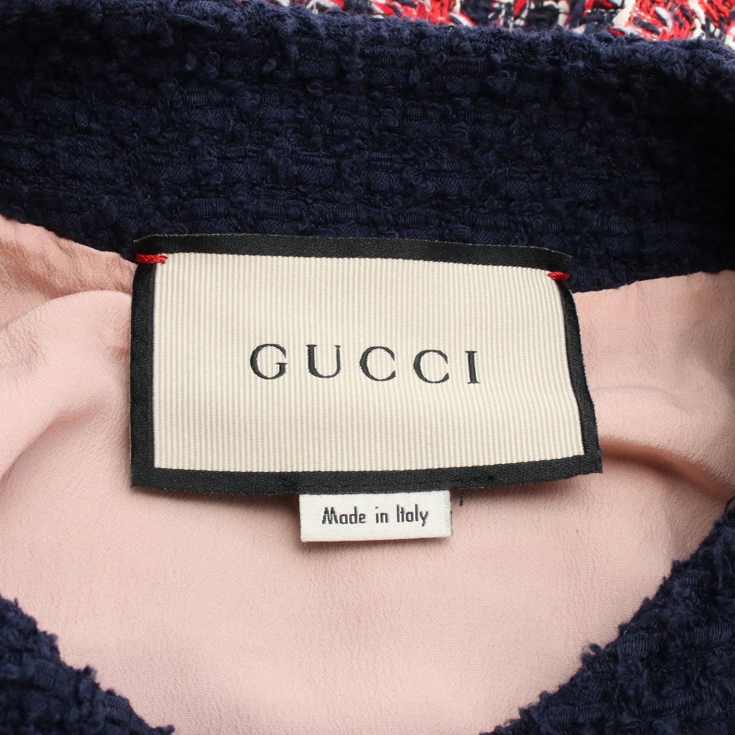 キャットヘッド ツイード ワンピース 七分袖 コットン レーヨン レッド ネイビー グッチ ワンピース GUCCI