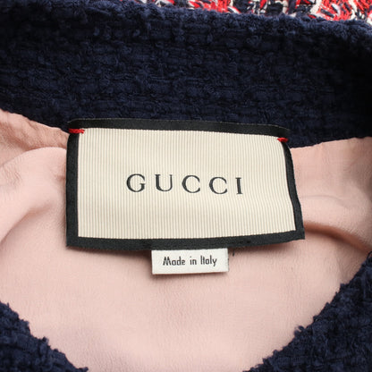 キャットヘッド ツイード ワンピース 七分袖 コットン レーヨン レッド ネイビー グッチ ワンピース GUCCI