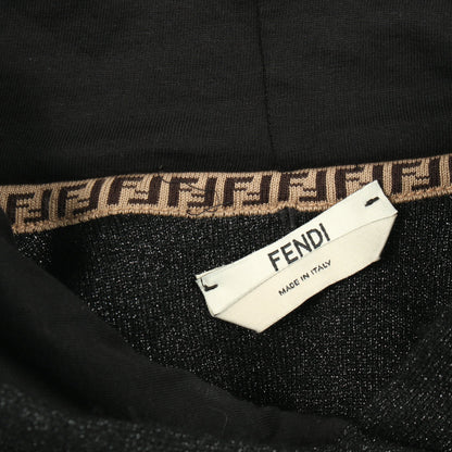 ロゴ ラメ プルオーバーパーカー ナイロン ウール ブラック ゴールド フェンディ トップス FENDI