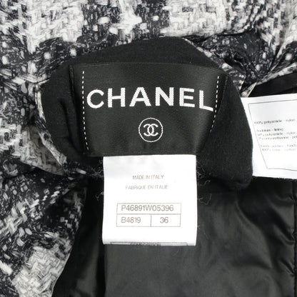ココマークボタン ツイードプリント ジャケット ナイロン ブラック グレー リバーシブル シャネル アウター CHANEL