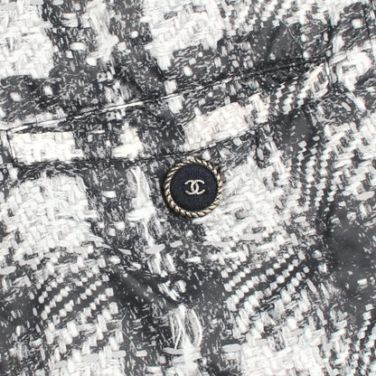 ココマークボタン ツイードプリント ジャケット ナイロン ブラック グレー リバーシブル シャネル アウター CHANEL