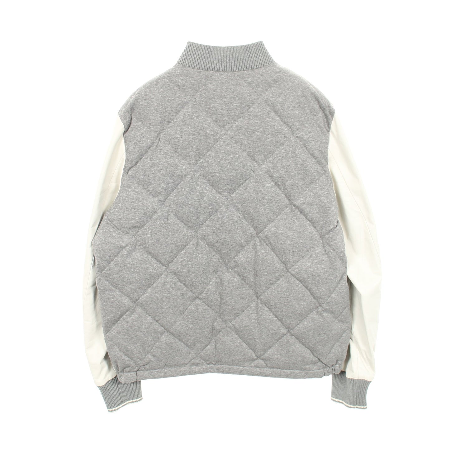 ダウンジャケット スタジャン コットン ラムレザー グレー ホワイト 切替 モンクレール