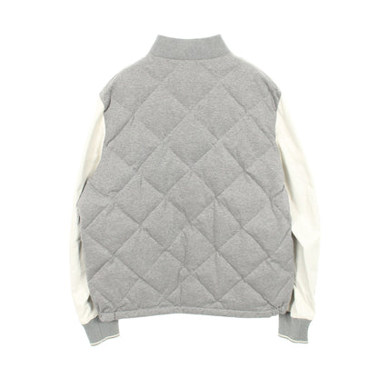 ダウンジャケット スタジャン コットン ラムレザー グレー ホワイト 切替 モンクレール