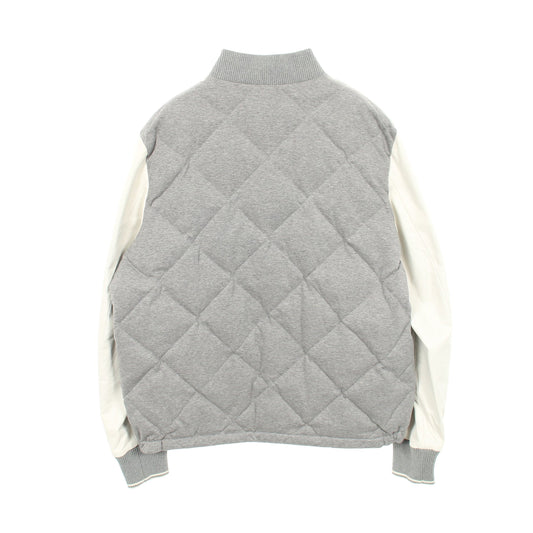 ダウンジャケット スタジャン コットン ラムレザー グレー ホワイト 切替 モンクレール