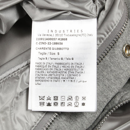 ダウンジャケット スタジャン コットン ラムレザー グレー ホワイト 切替 モンクレール