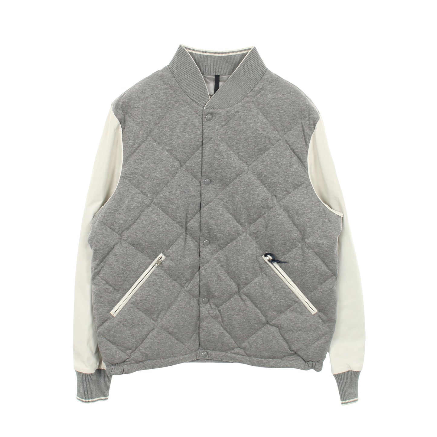 ダウンジャケット スタジャン コットン ラムレザー グレー ホワイト 切替 モンクレール