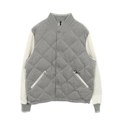 ダウンジャケット スタジャン コットン ラムレザー グレー ホワイト 切替 モンクレール