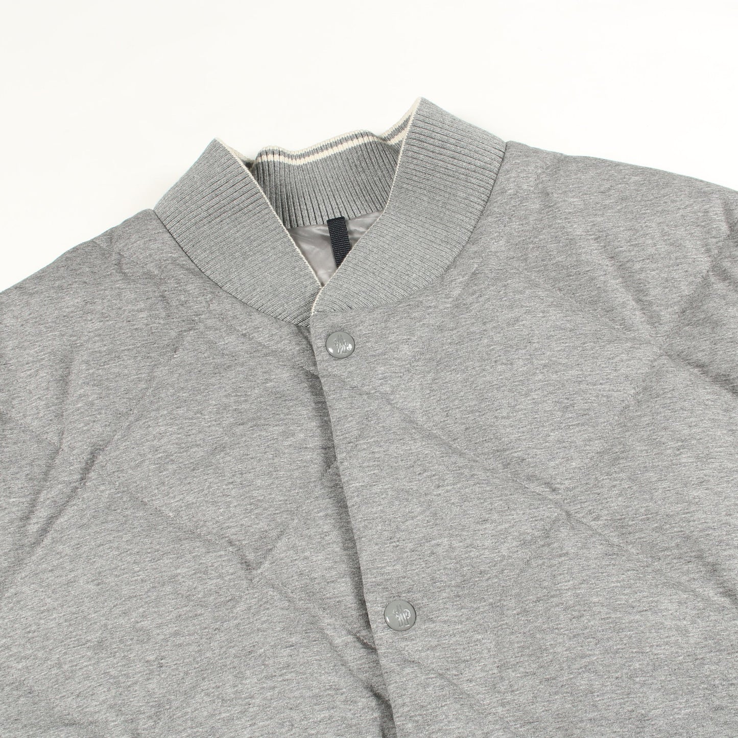 ダウンジャケット スタジャン コットン ラムレザー グレー ホワイト 切替 モンクレール