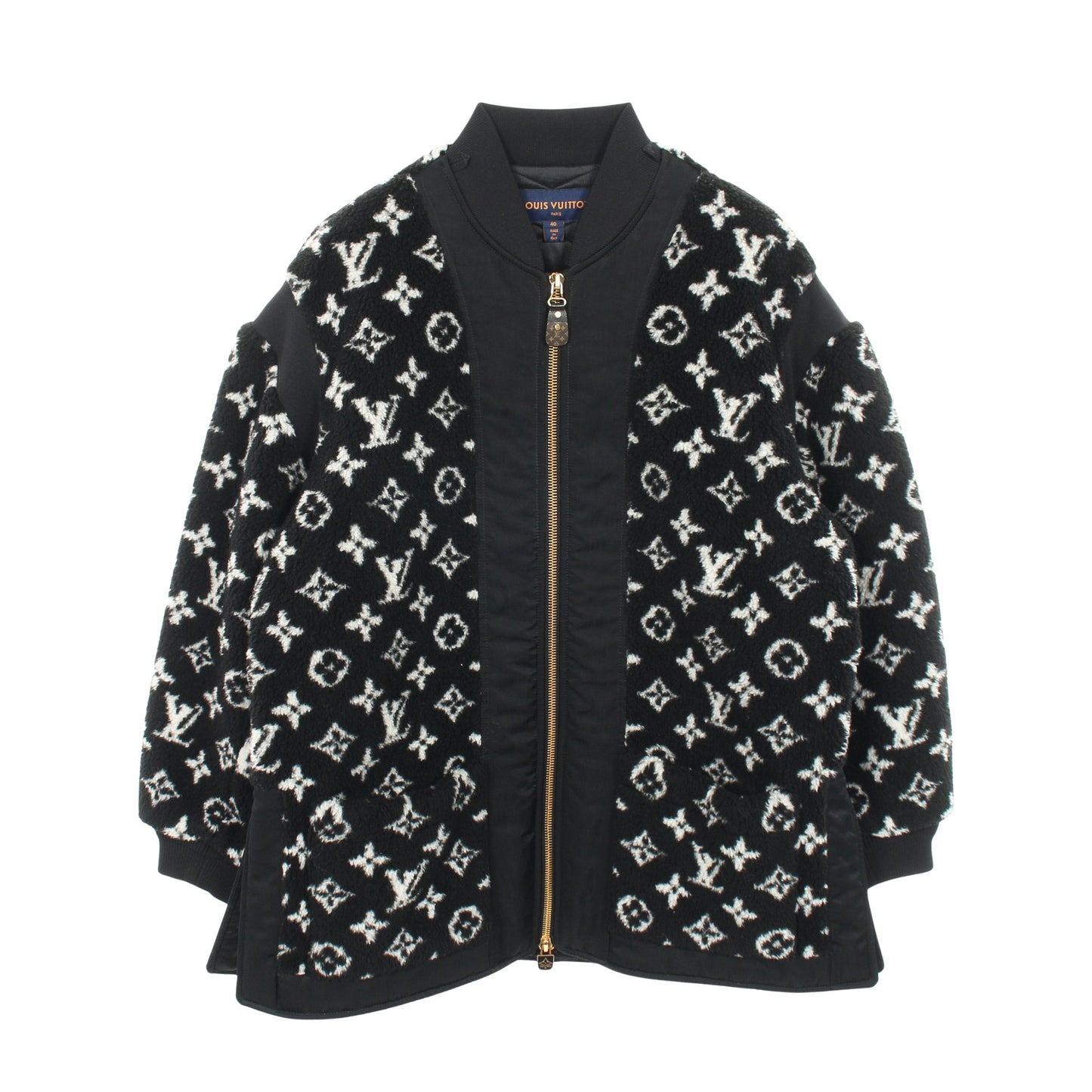 モノグラム テディ ボンバージャケット ウール ブラック ルイヴィトン アウター LOUIS VUITTON