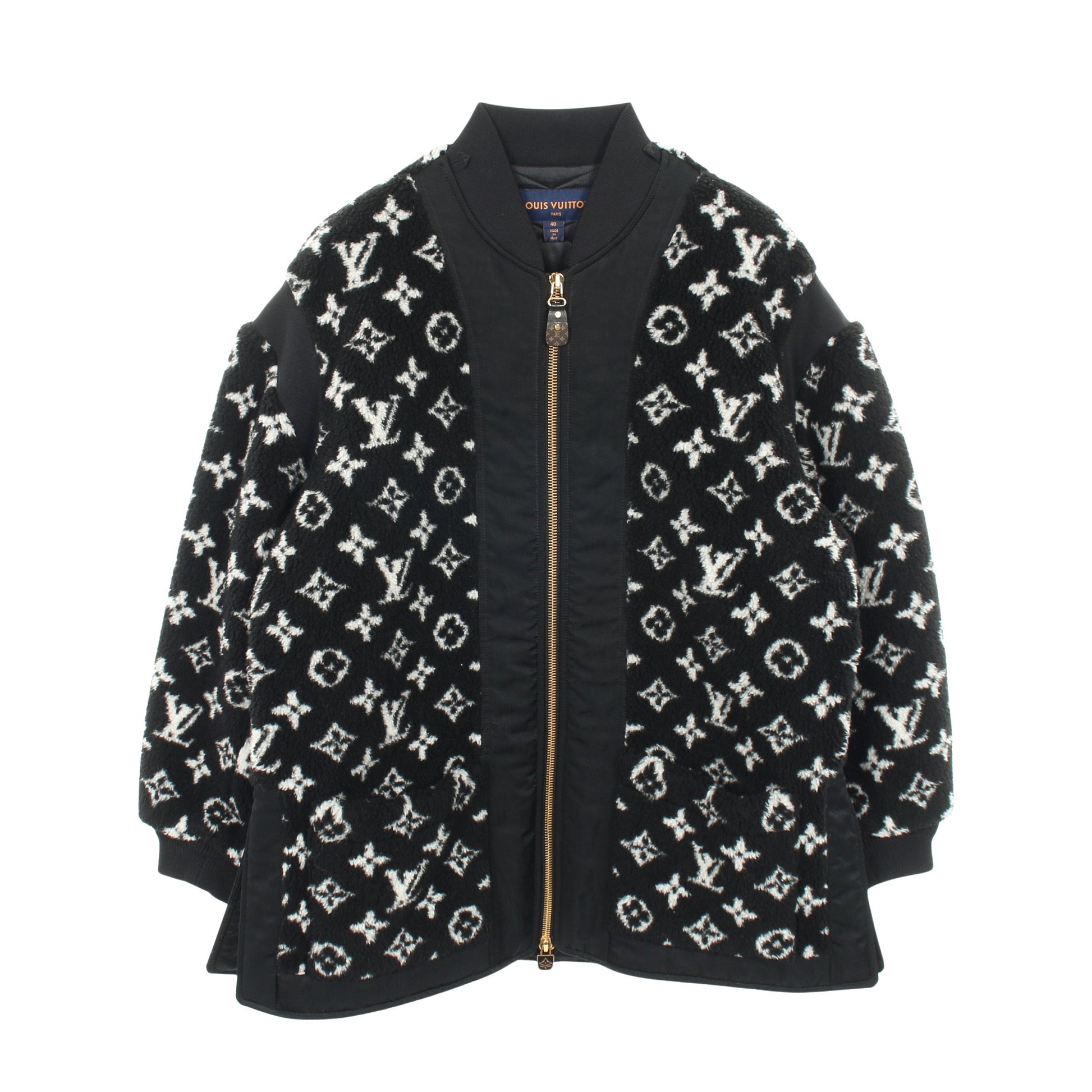 モノグラム テディ ボンバージャケット ウール ブラック ルイヴィトン アウター LOUIS VUITTON