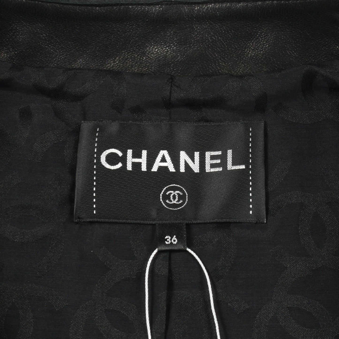 オープンワーク ボーダー レザージャケット ラムレザー ブラック シャネル アウター CHANEL
