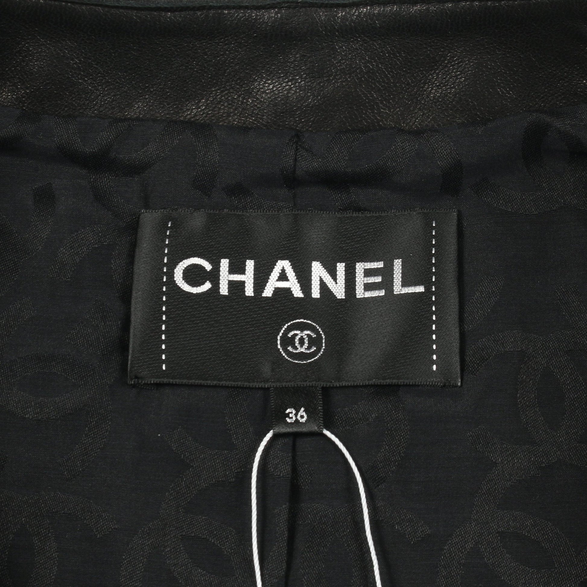 オープンワーク ボーダー レザージャケット ラムレザー ブラック シャネル アウター CHANEL