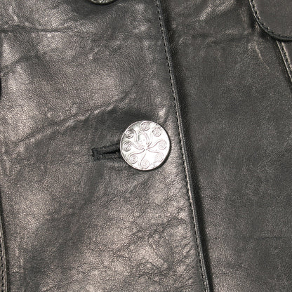オープンワーク ボーダー レザージャケット ラムレザー ブラック シャネル アウター CHANEL