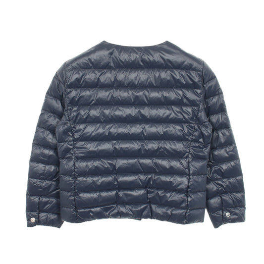 トライアングルロゴ ダウンジャケット ノーカラージャケット ナイロン ネイビー プラダ