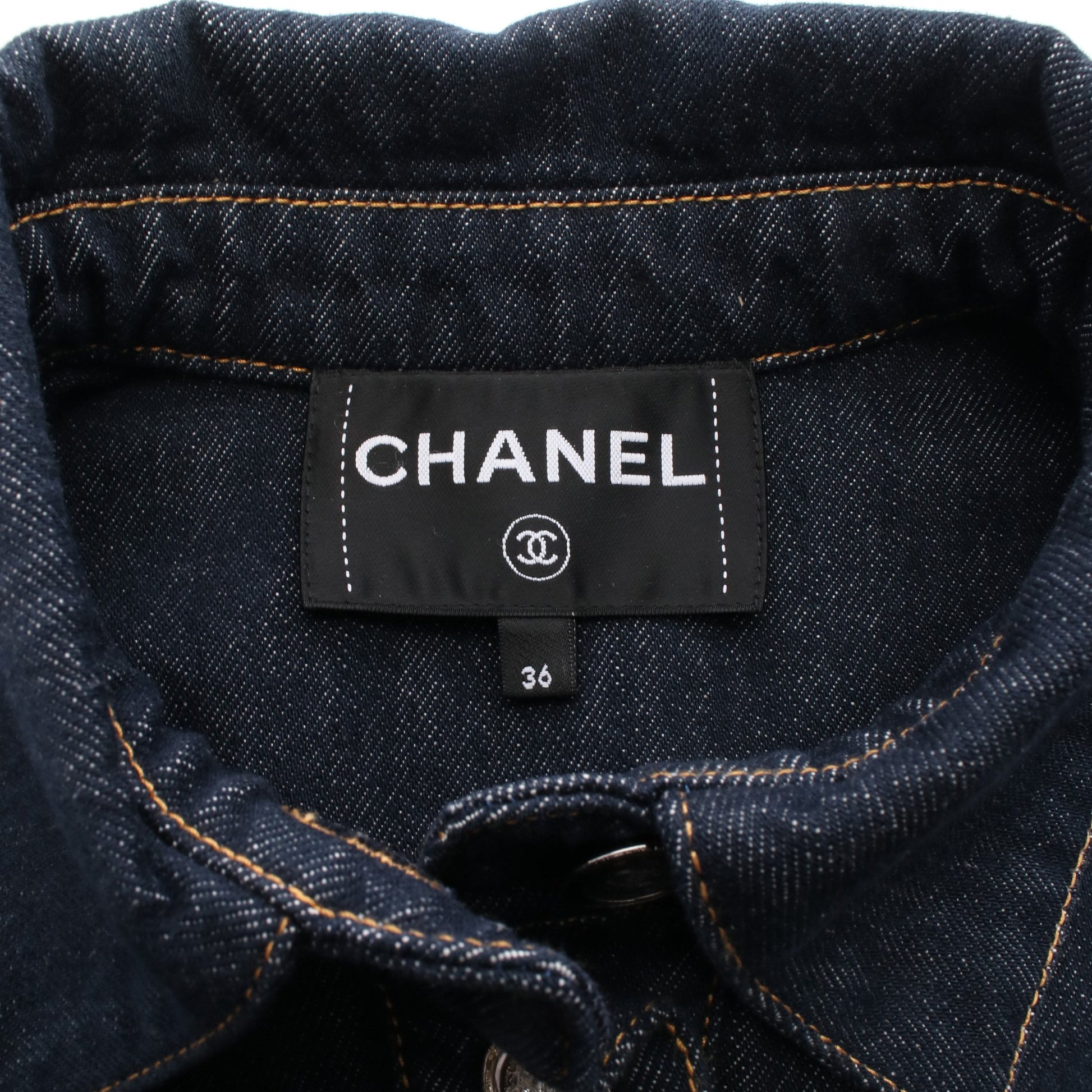 ココマークボタン デニムジャケット コットン インディゴブルー シャネル アウター CHANEL